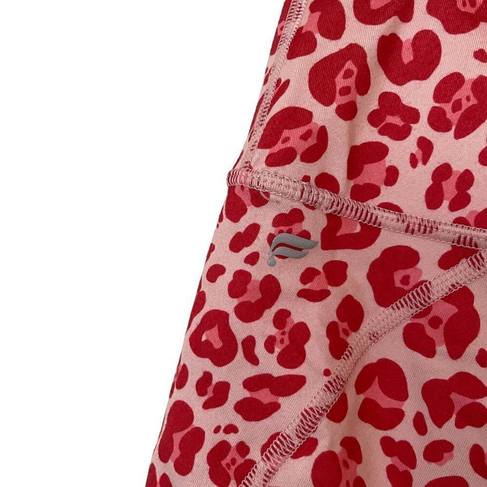 Fabletics Leopard Print Leggings Small Pink Red Women High Waisted Pocket - Picture 4 of 5